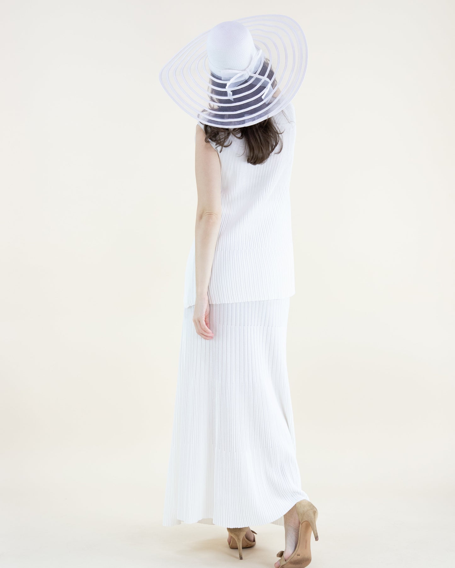 Thin Ribbed Sections High Waisted Maxi Skirt - S/M, L/XL