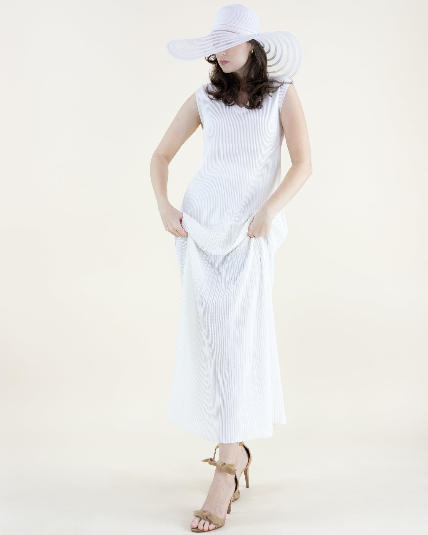 Thin Ribbed Sections High Waisted Maxi Skirt - S/M, L/XL