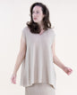 Loose Fit Thin Ribbed Sections Sleeveless V-Neck Knit Top