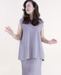 Loose Fit Thin Ribbed Sections Sleeveless V-Neck Knit Top
