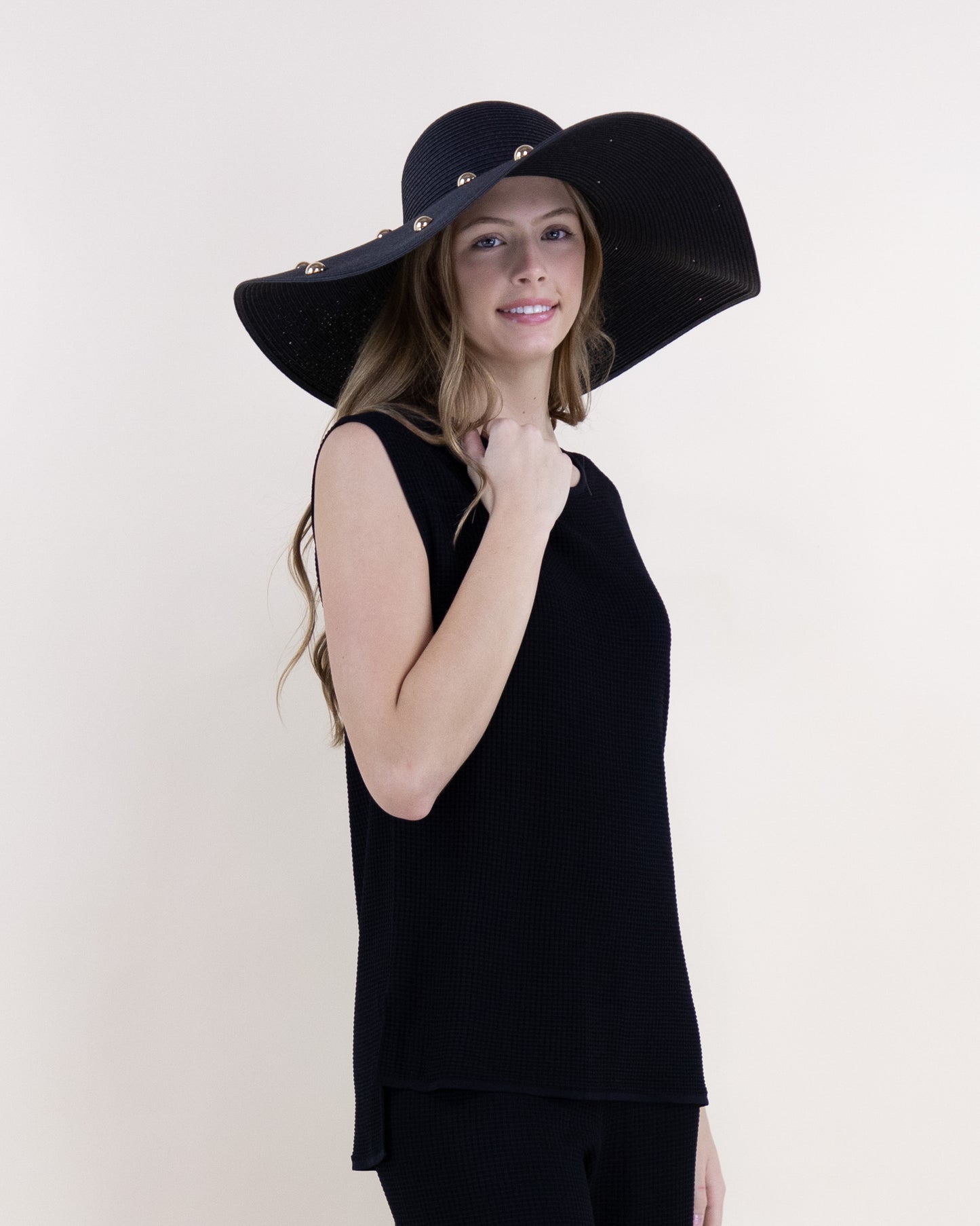Waffle Stitch Sleeveless Round Neck Knit Top