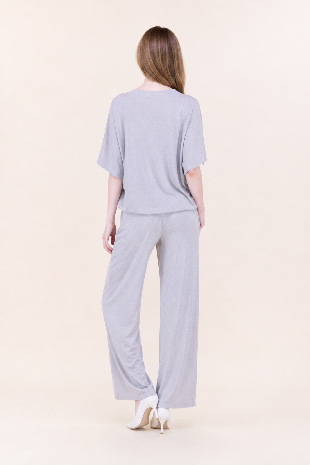 Classy Thin Knit V Neck Bat Wing Top