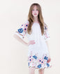 Hydrangea Floral Embroidered Drop Waist Mini Dress