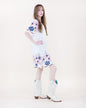 Hydrangea Floral Embroidered Drop Waist Mini Dress