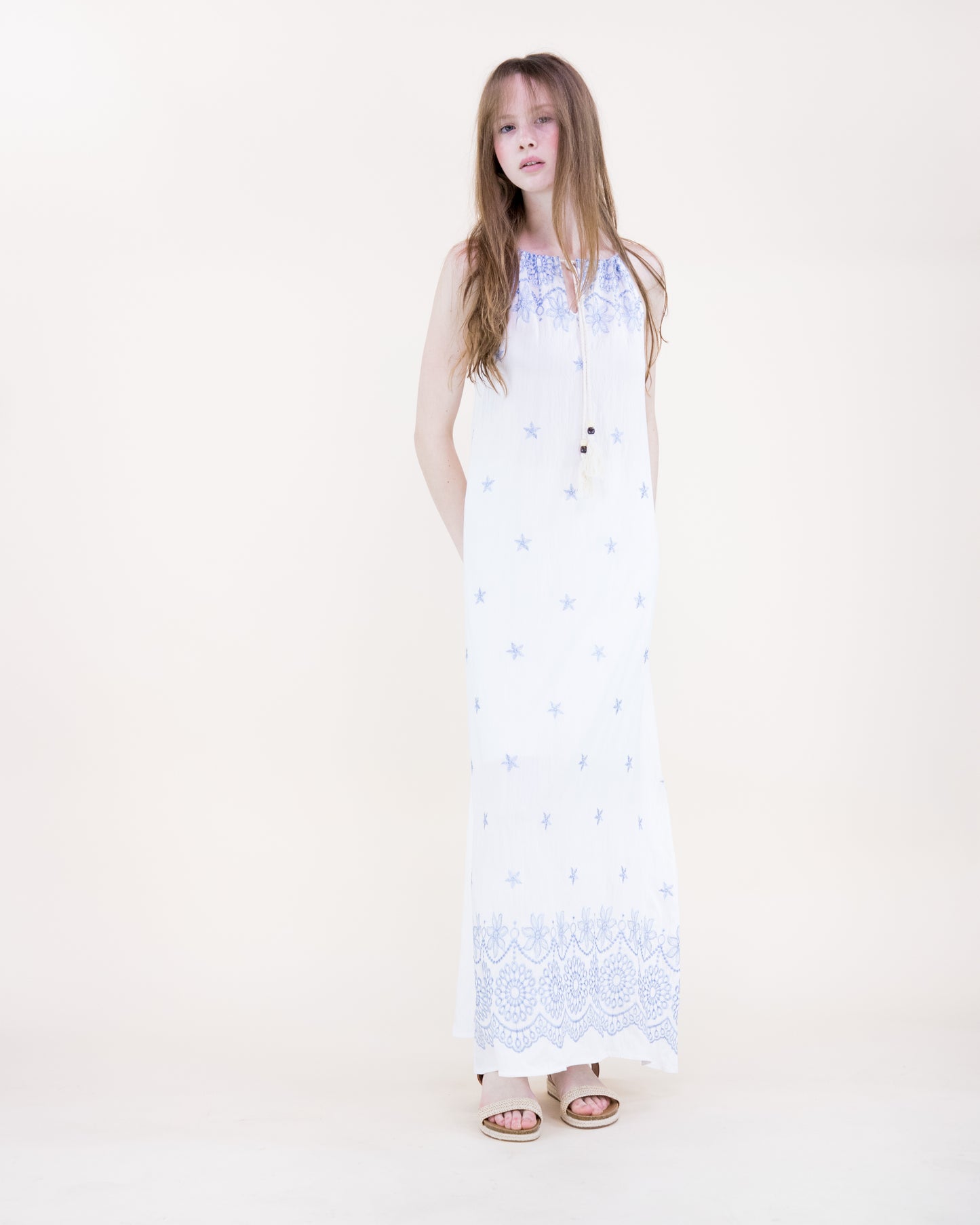 Amsonia Embroidered Sleeveless Maxi Dress