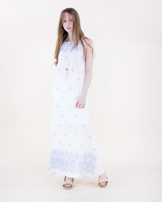 Amsonia Embroidered Sleeveless Maxi Dress