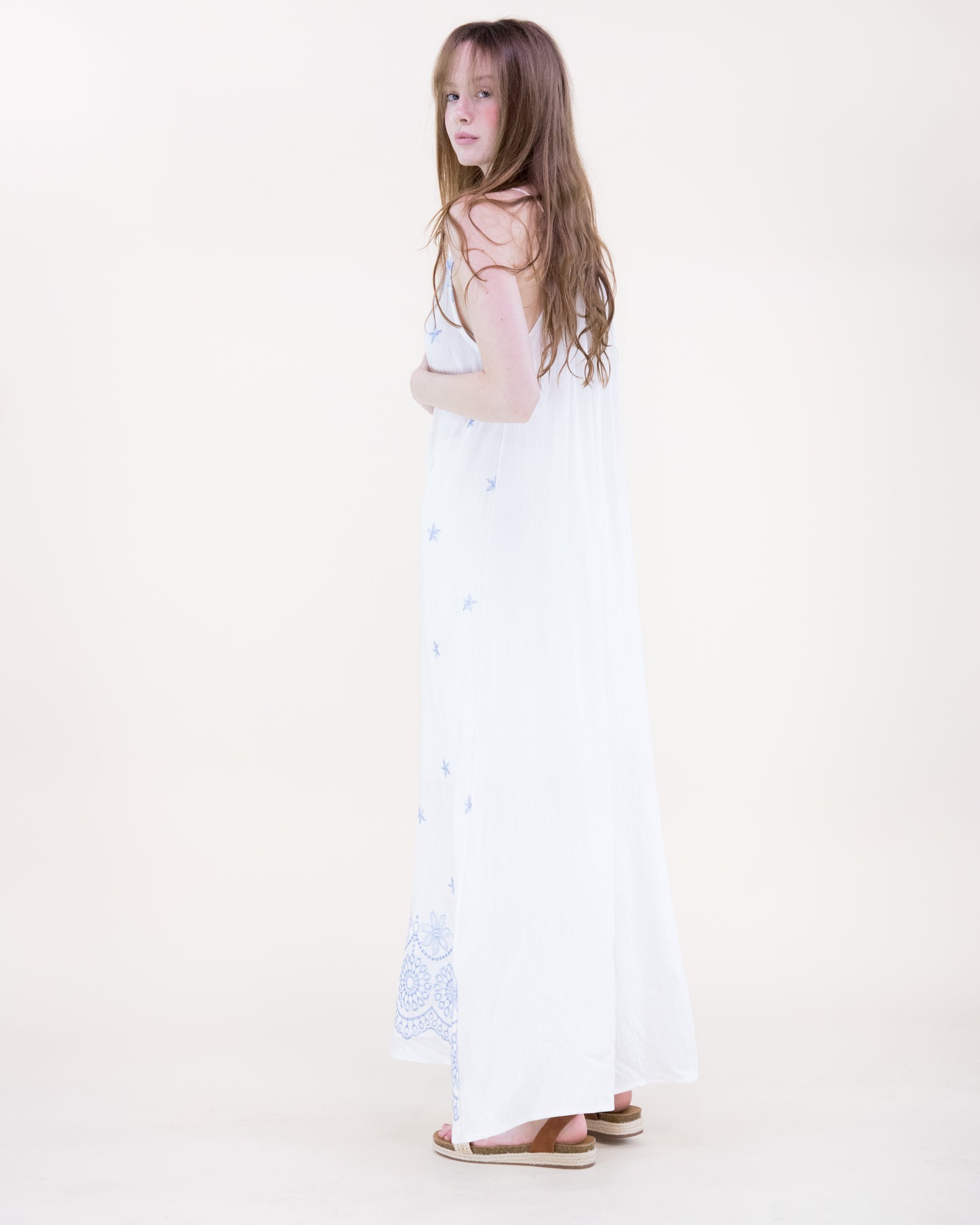 Amsonia Embroidered Sleeveless Maxi Dress