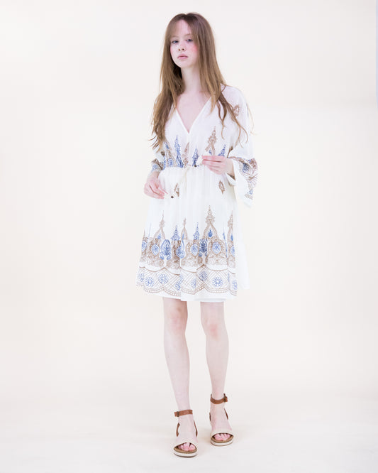 Royal Artisan Two Tone Embroidery Midi Dress