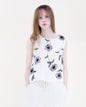Flora Artisan Contrast Embroidery Sleeveless Top