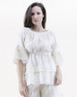Cotton Blend Lace Patchwork Trumpet Sleeve Off Shoulder Tent Dress
