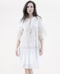 Cotton Blend Lace Lines Trumpet Sleeve Tent Dress