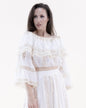 Lace Lines Off Shoulder Trumpet Sleeve Crop Top