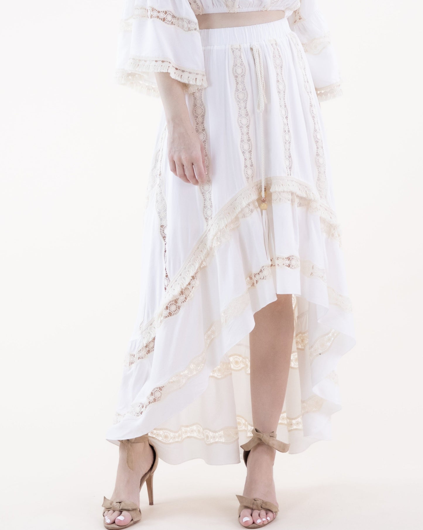 Lace Lines High Low Skirt
