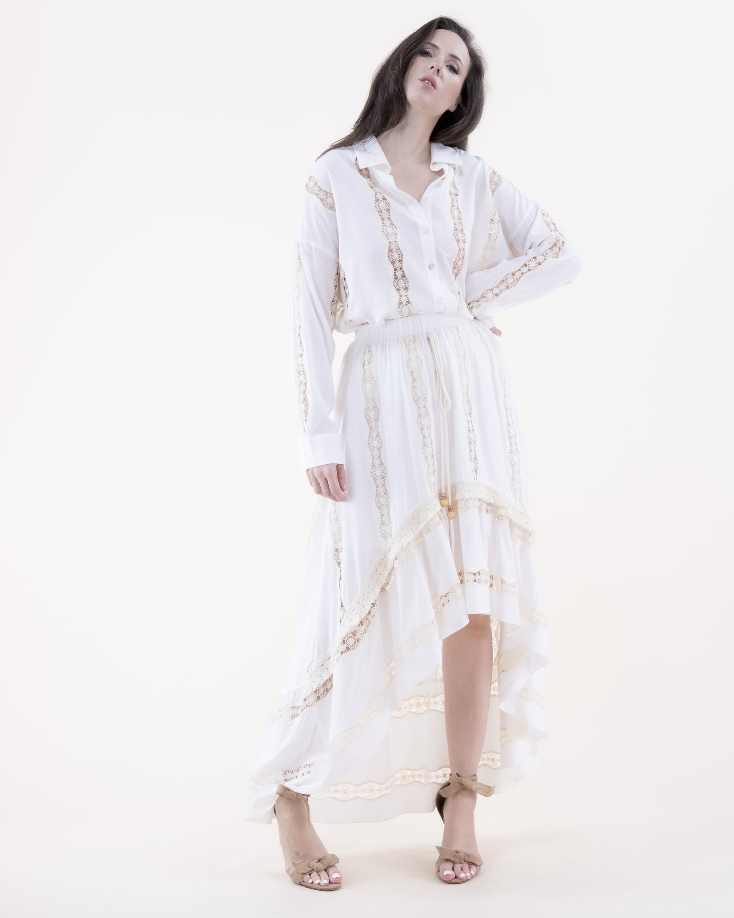 Lace Lines High Low Skirt