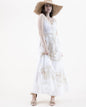 Cotton & Lace Collage Thin Strap Surplice Top Tiered Maxi Dress