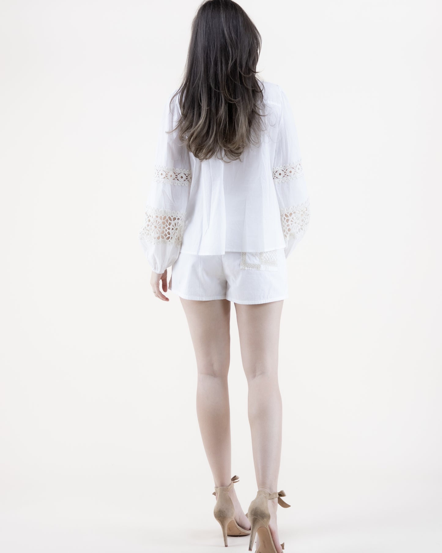 Cotton & Lace Collage Drawstring Shorts