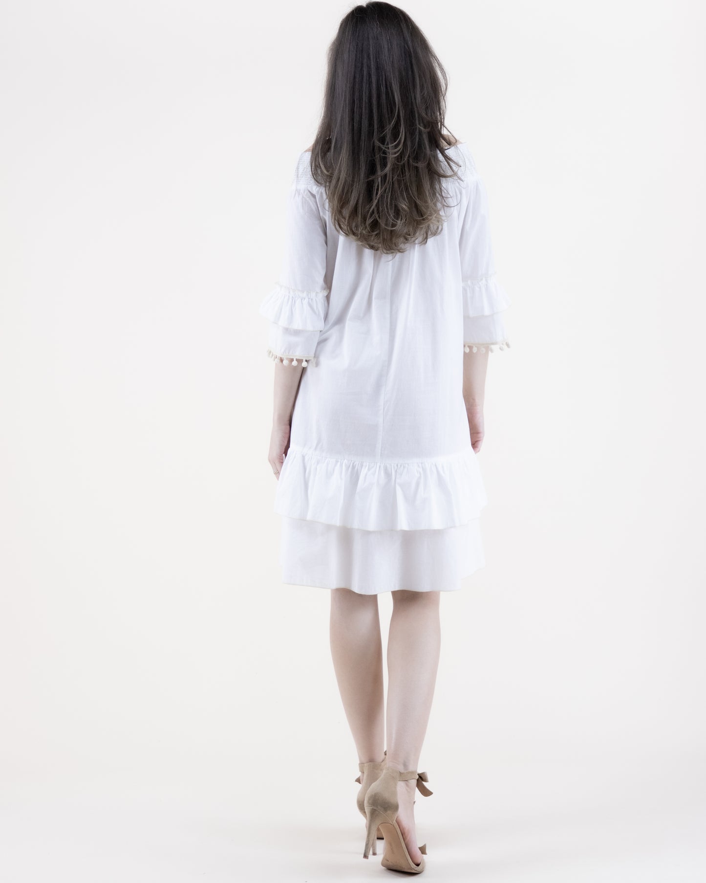 Cotton & Lace Off Shoulder Tent Dress
