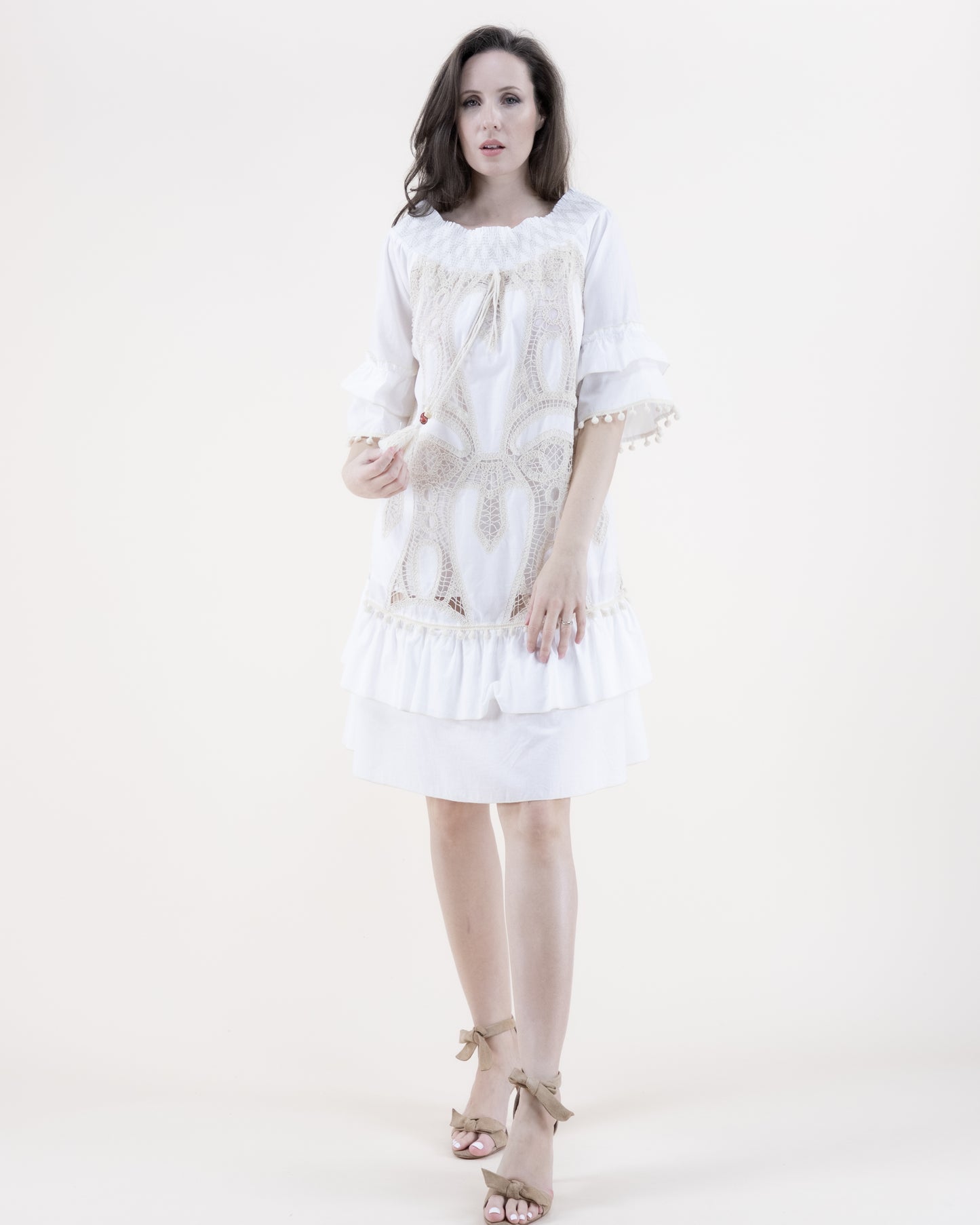 Cotton & Lace Off Shoulder Tent Dress