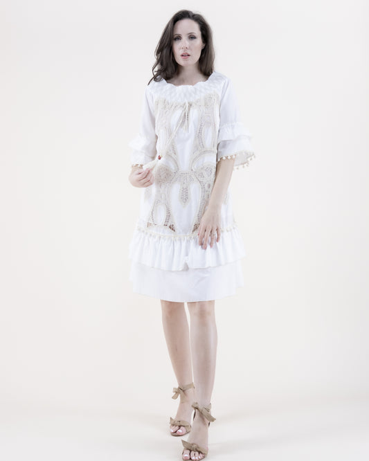 Cotton & Lace Off Shoulder Tent Dress