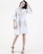 Cotton Lace Tile Trumpet Sleeve Ruffle Tier Tent Dress