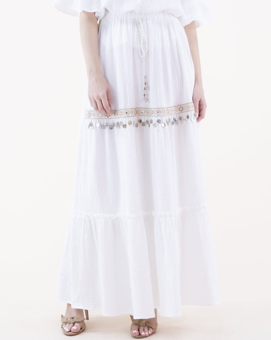 Cotton Gauze Tiered Maxi Skirt