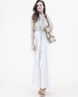 Flower Lace Cotton Gauze Tiered Halter Maxi Dress
