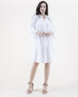 Cotton Gauze Drop Waist Trumpet Sleeve Shirt Dress