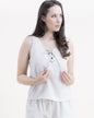 Cotton Linen Sleeveless Front Lace-up Top