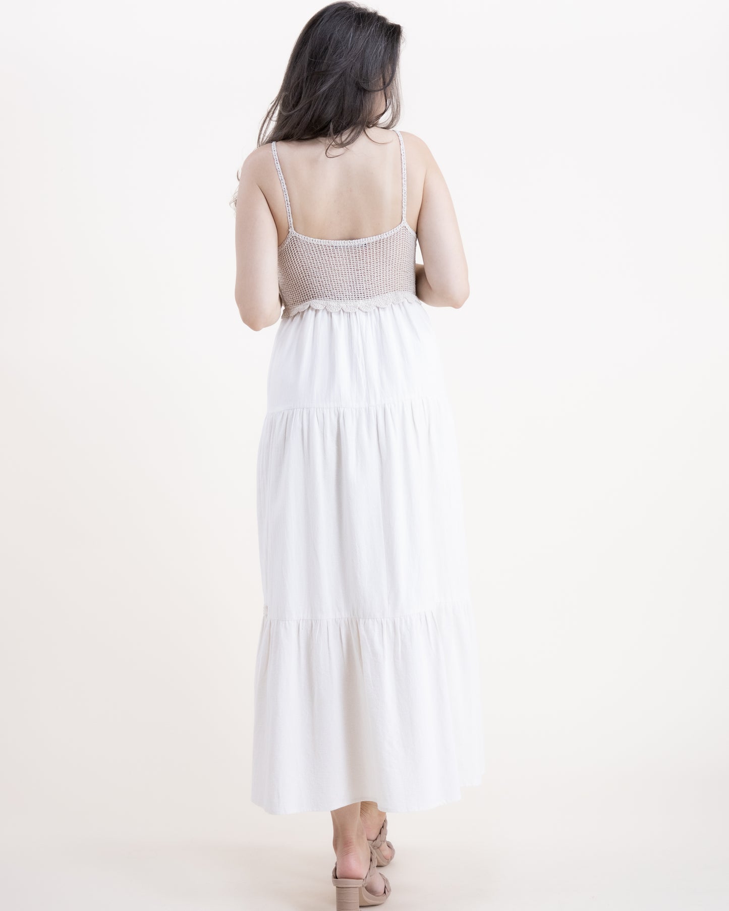 Crochet Top Tiered Maxi Dress