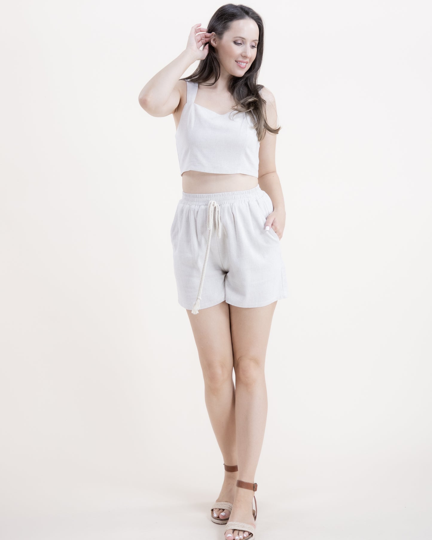 Cotton Linen Drawstring Shorts