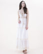 Striped Lace & Crochet Empire Waist Maxi Dress