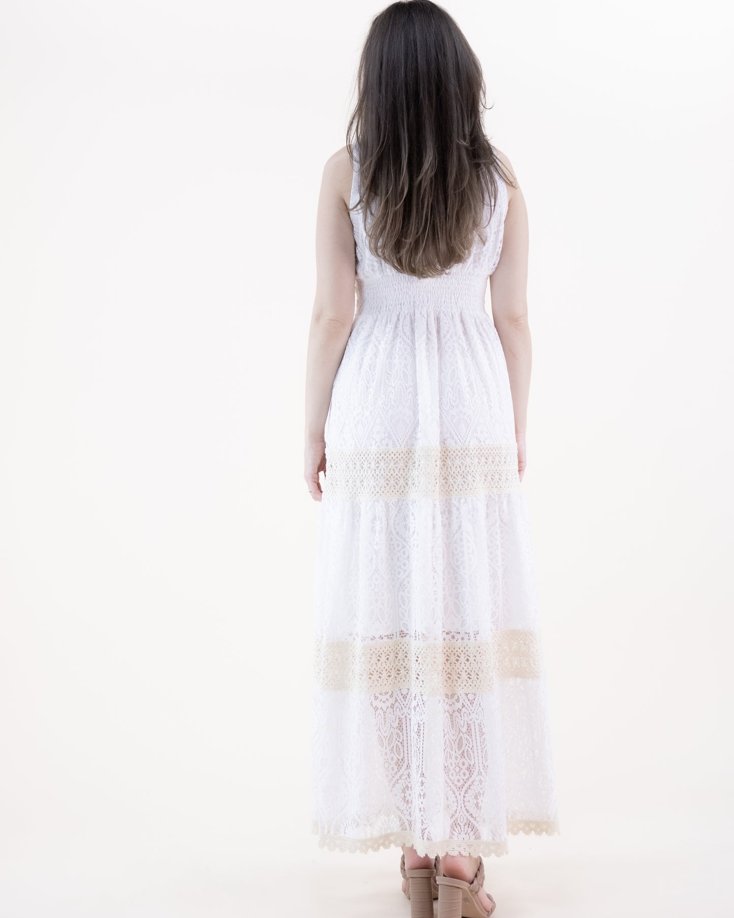 Hourglass Lace & Crochet Empire Waist Maxi Dress