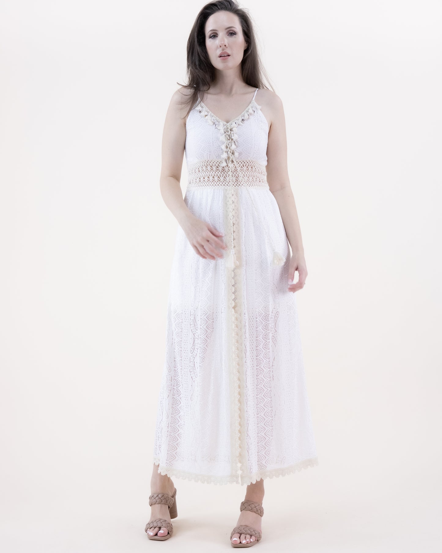 Garden Lace & Crochet Empire Waist Romper Dress
