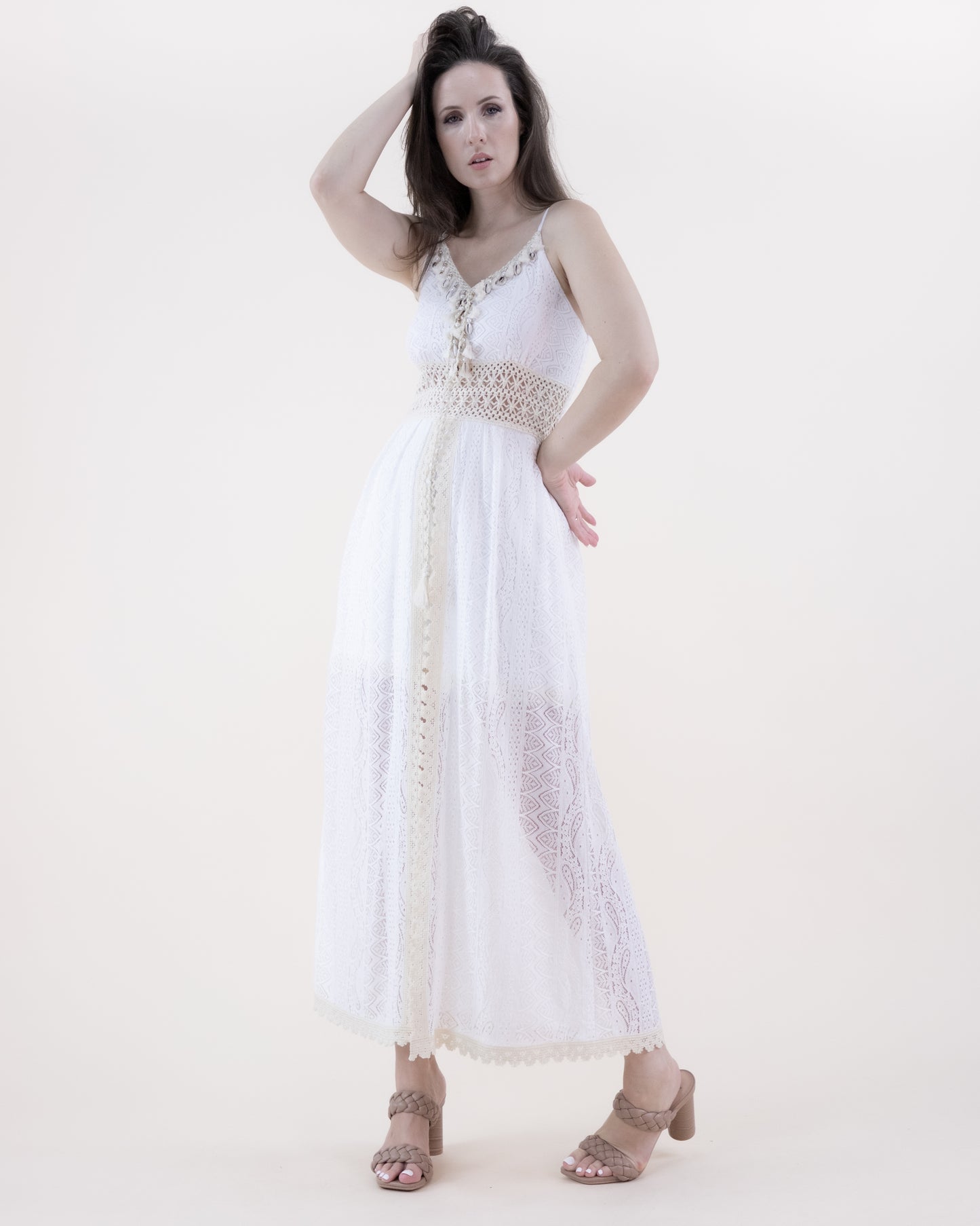 Garden Lace & Crochet Empire Waist Romper Dress