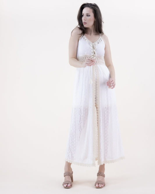 Garden Lace & Crochet Empire Waist Romper Dress