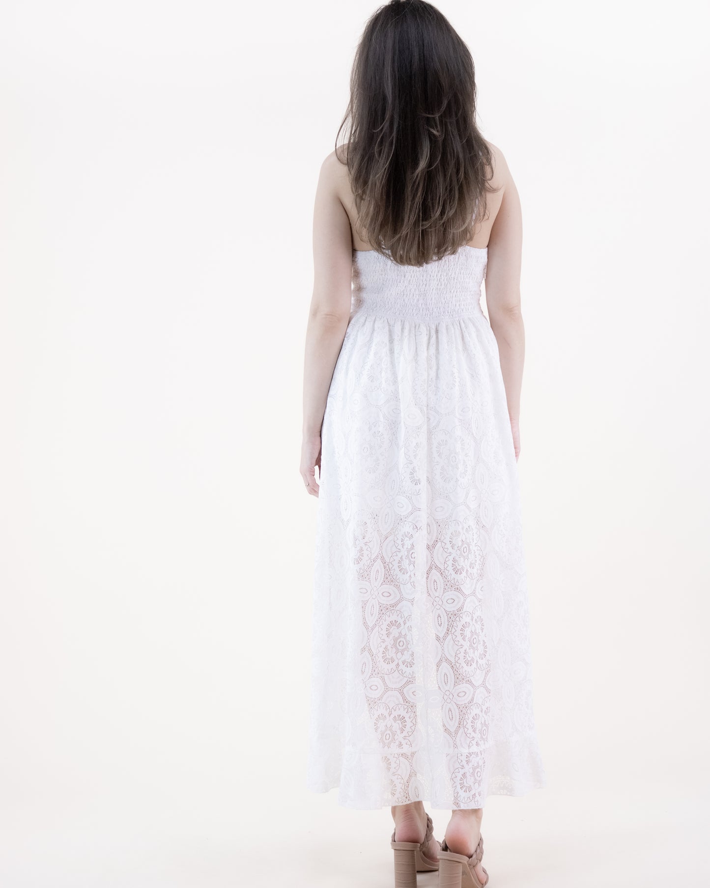 Floral Lace & Crochet Ruffled Hems Romper Dress