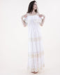 Circular Lace & Crochet Accents Drop Shoulder Short Sleeve Tiered Maxi Dress