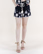 Medallion Embroidered Rope Belt High Waisted Shorts
