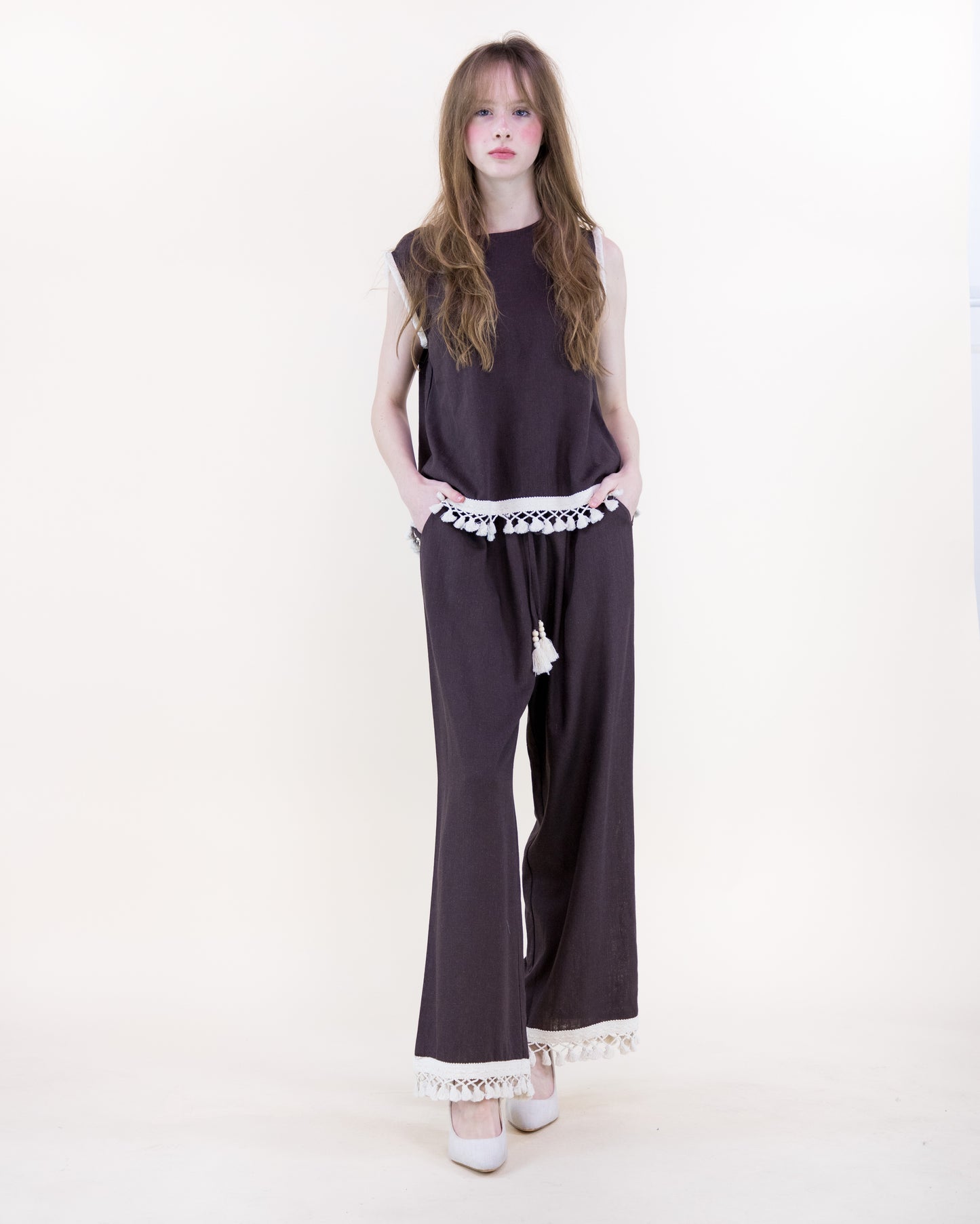 Isla Contrast Tassel Trim Square Blouse