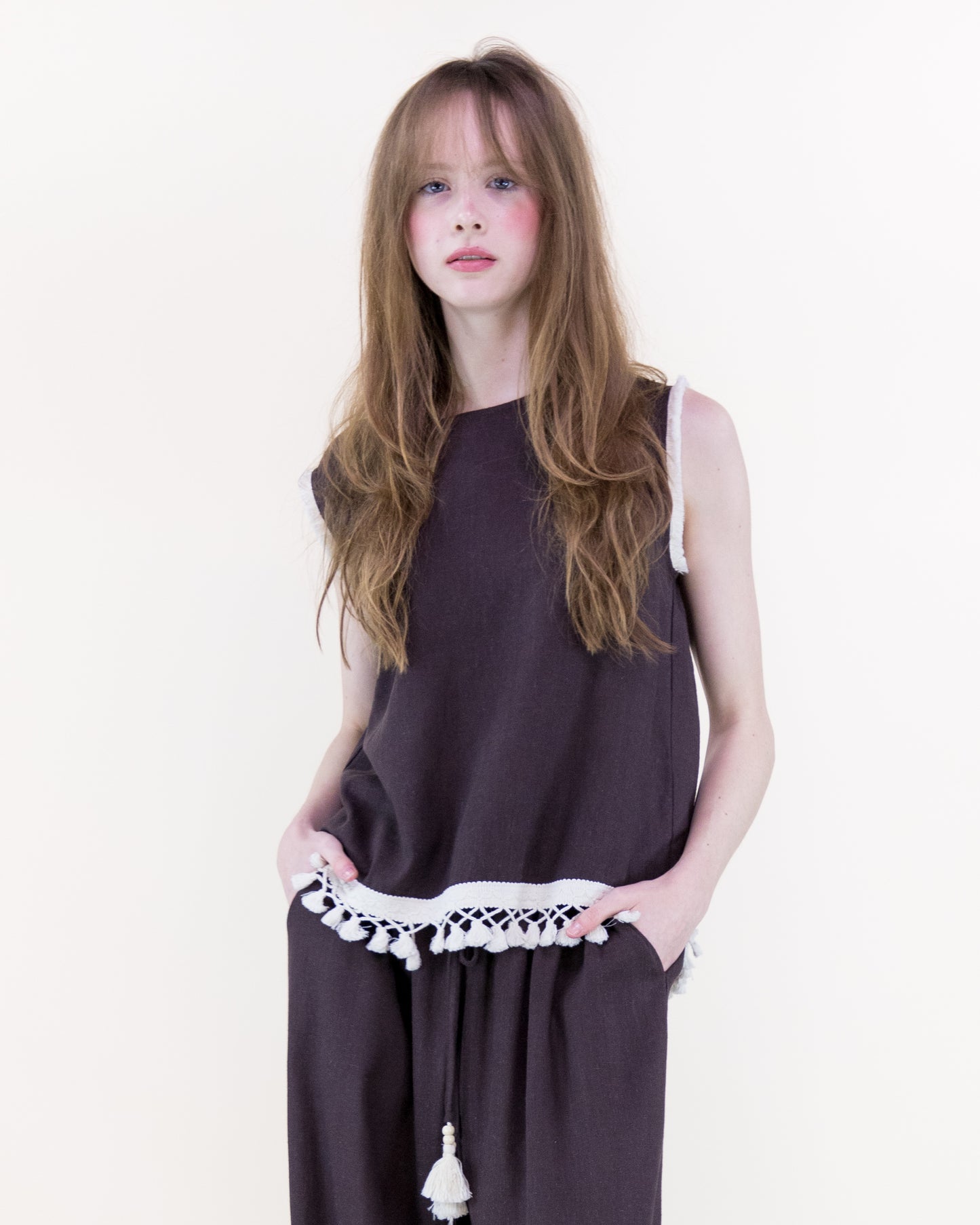 Isla Contrast Tassel Trim Square Blouse
