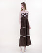 Medallion Embroidered Bodice Rope Straps Maxi Dress