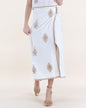Linen Floral Butti Embroidered Wrap Around Maxi Skirt