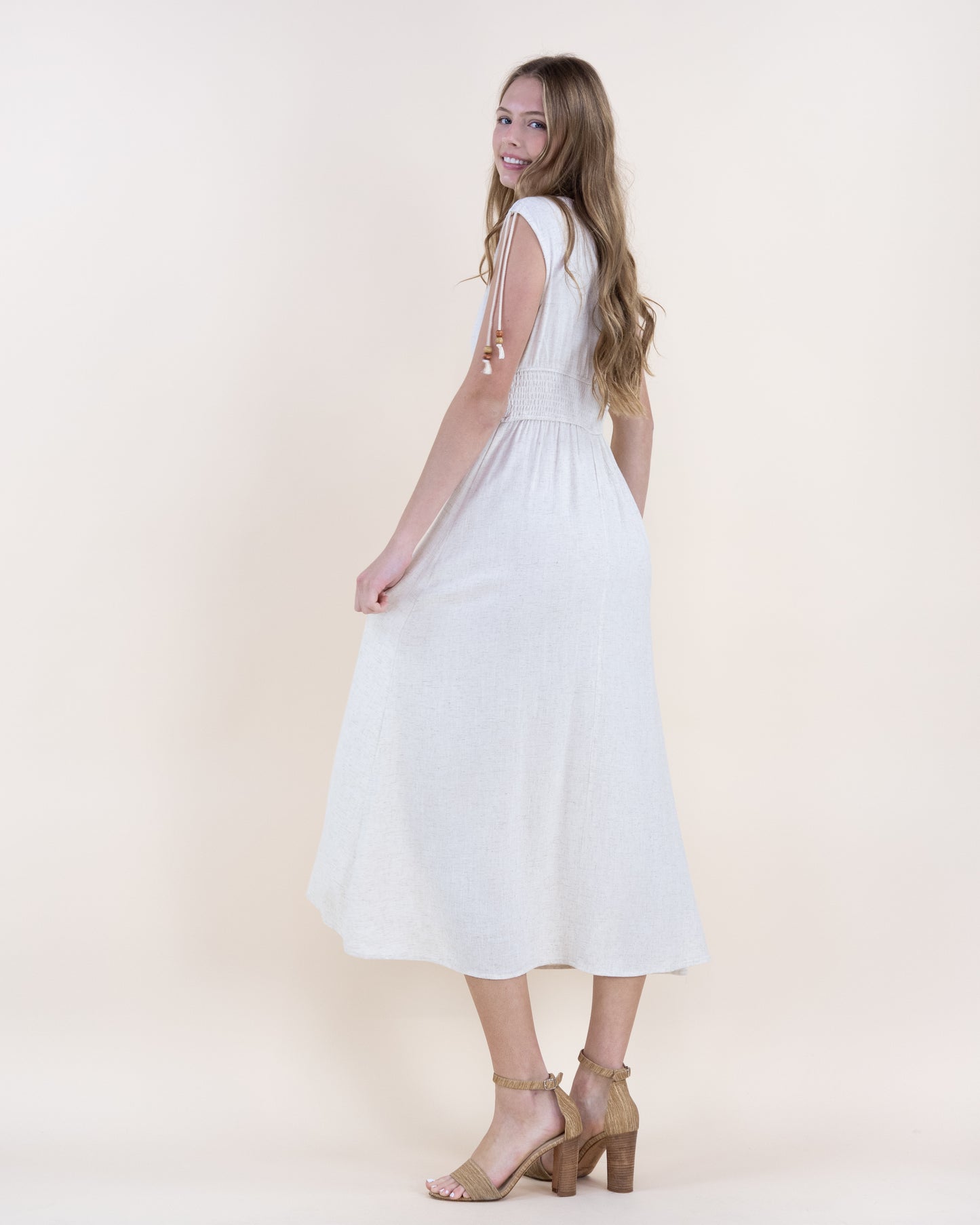 Linen Grecian Surplice Maxi Dress