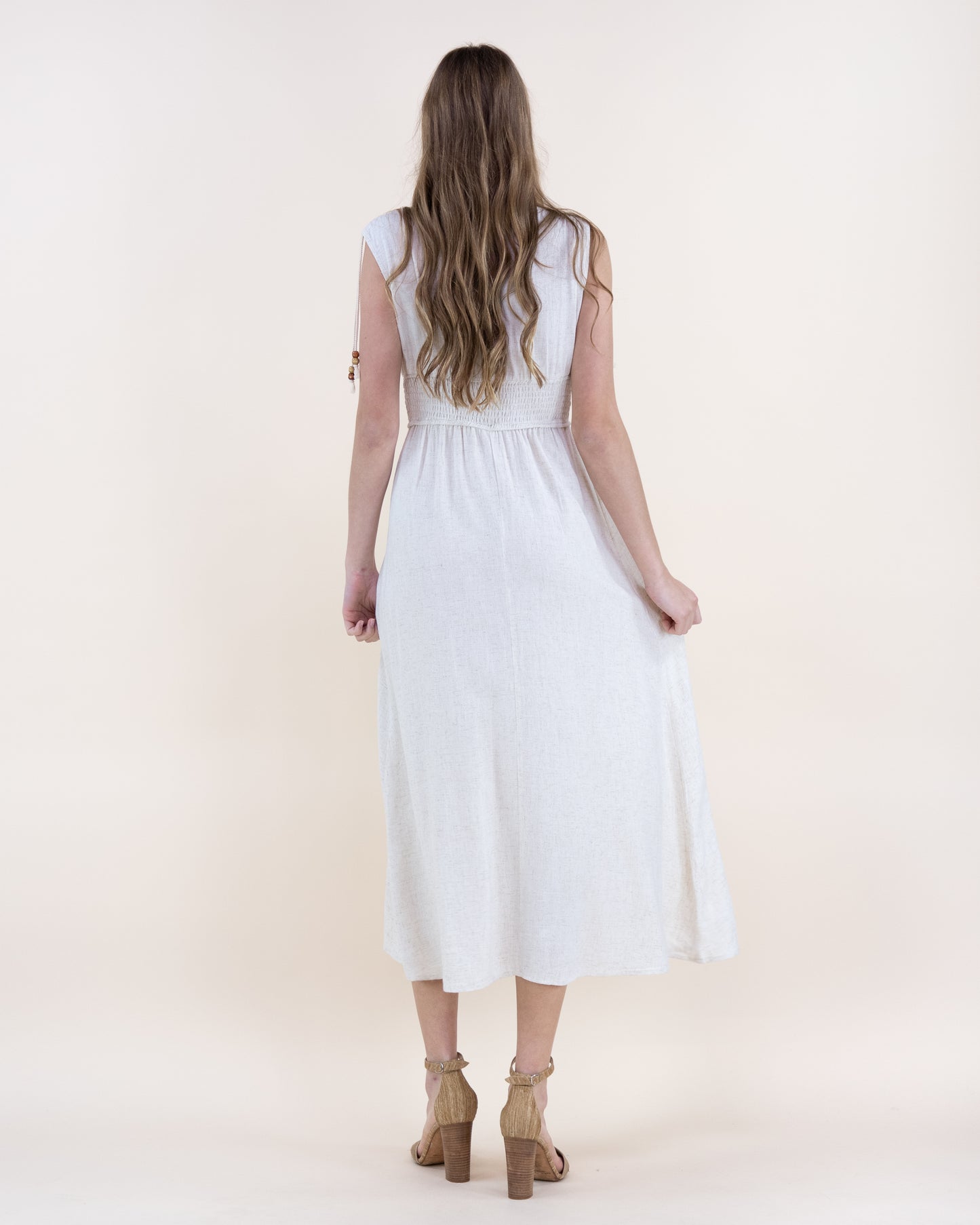 Linen Grecian Surplice Maxi Dress