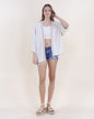 Linen Embroidered Tassel Trim Open Front Summer Jacket