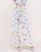 Sunwashed Seashell Beaded Front Tie Wide Leg Trousers