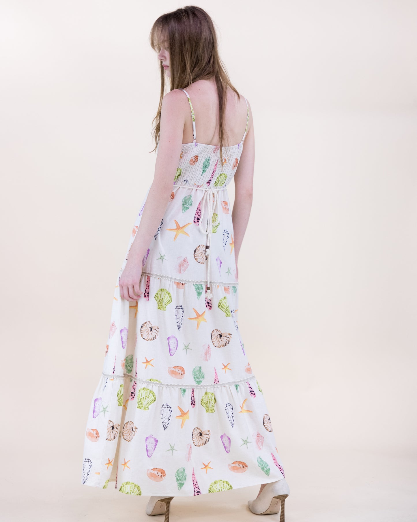 Sunwashed Seashell Beaded Maxi Dress