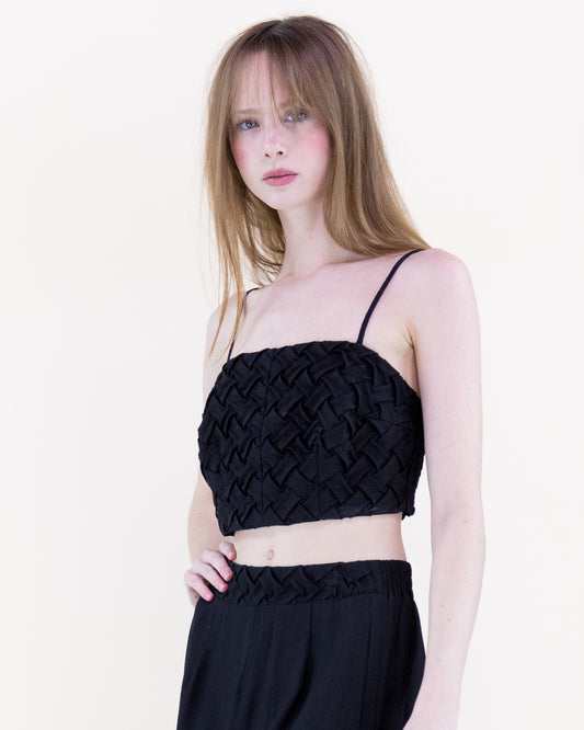 Artisanal Lattice Bodice Crop Top