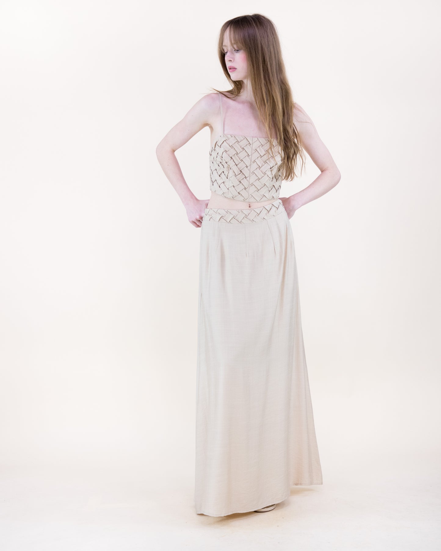 Artisanal Lattice Bodice Crop Top
