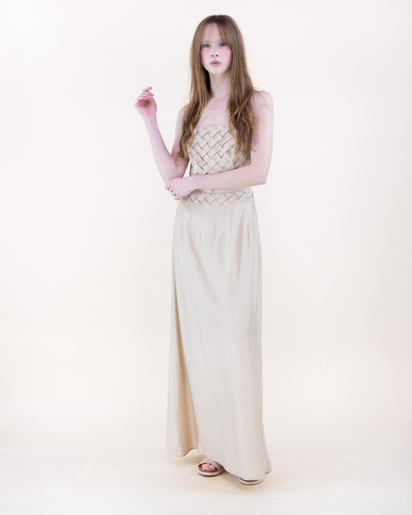Artisanal Lattice Bodice Crop Top